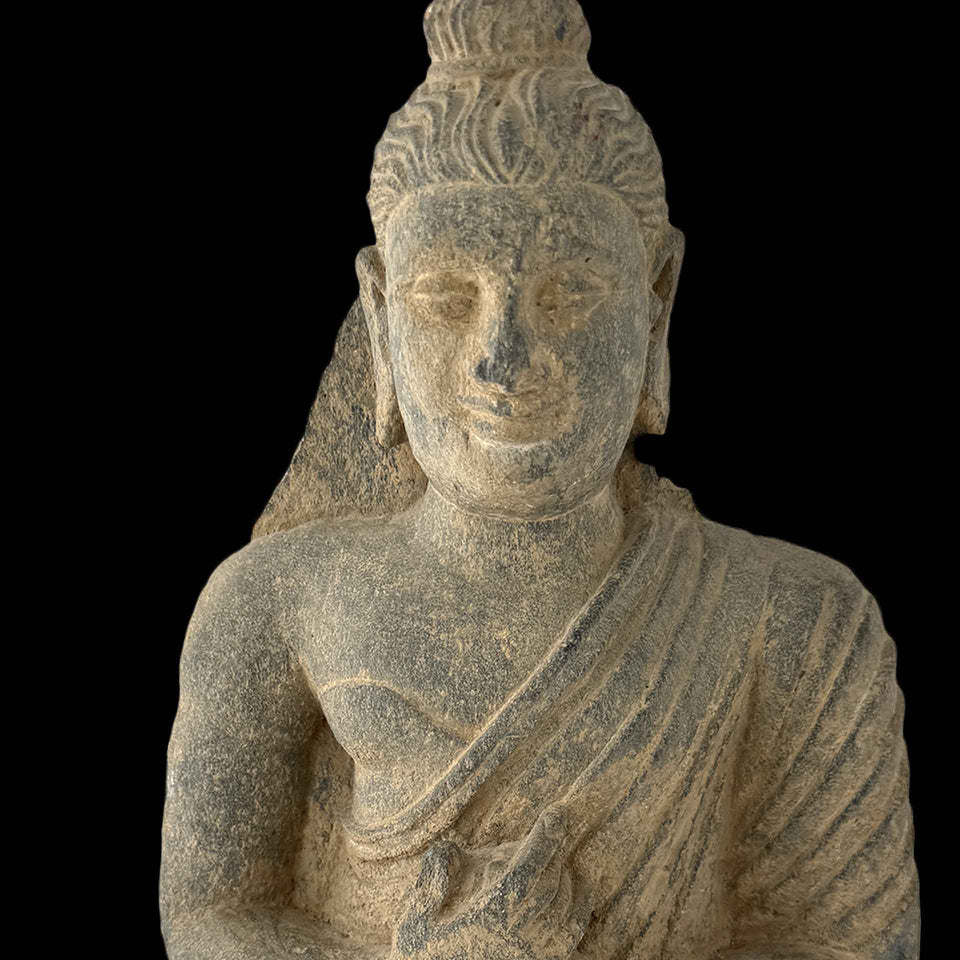Buste de Bouddha Gandhara en Schiste Gris (Gréco-Bouddhique) - Ier à Ve siècle