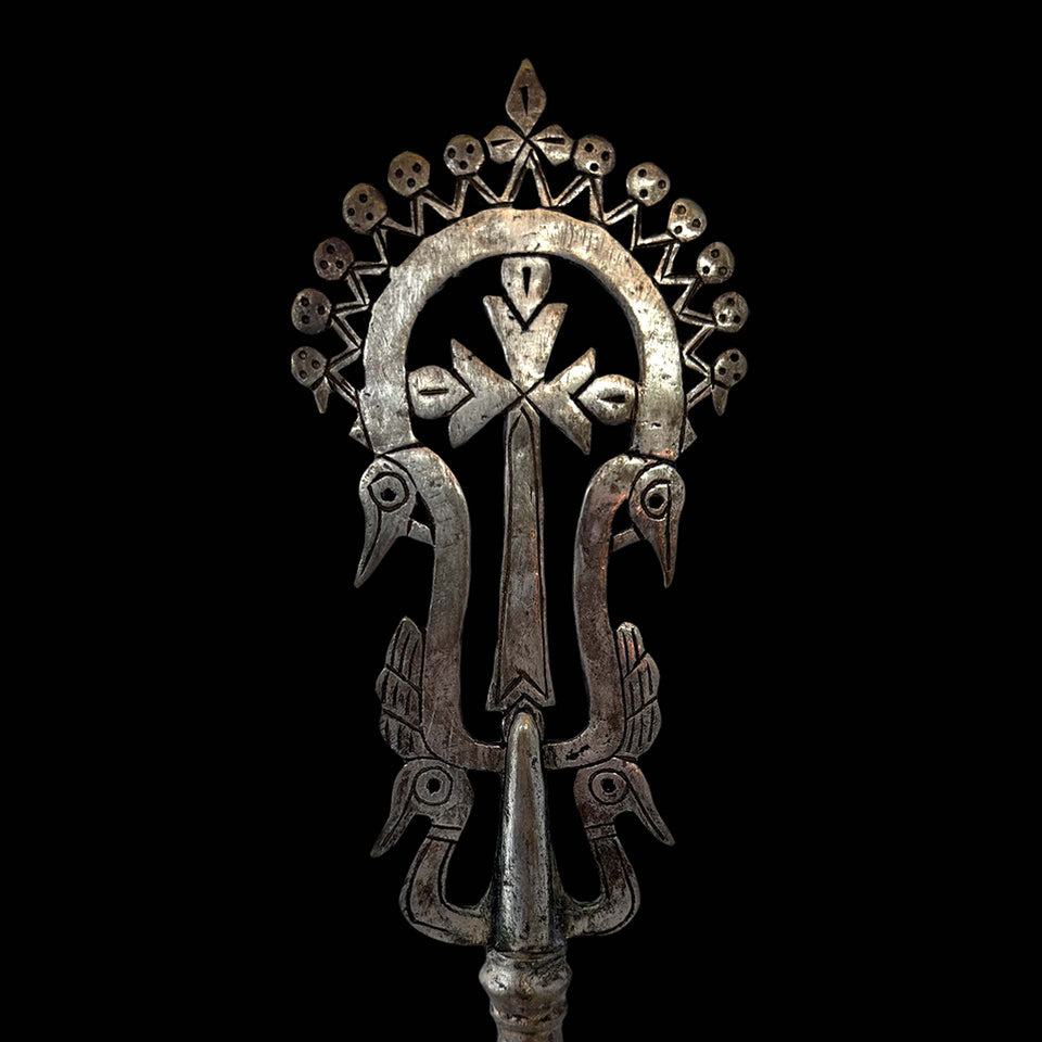 Embout de Perche de Procession en Argent Bas Titre Copte (Ethiopie) - XIXe siècle