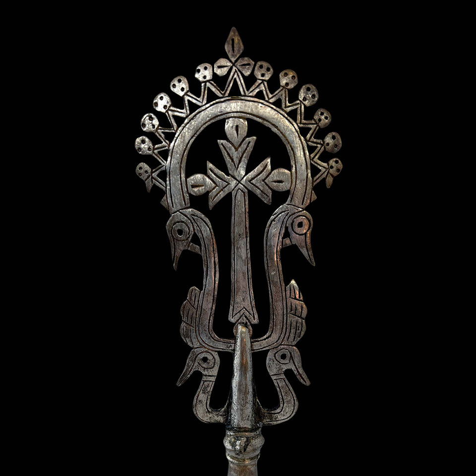 Embout de Perche de Procession en Argent Bas Titre Copte (Ethiopie) - XIXe siècle