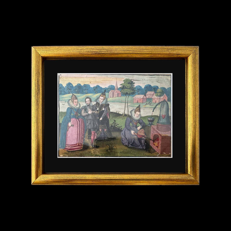 Gouache sur Vélin "Le Filtre d'Amour" (France) - Fin du XVIe / Début du XVIIe siècle