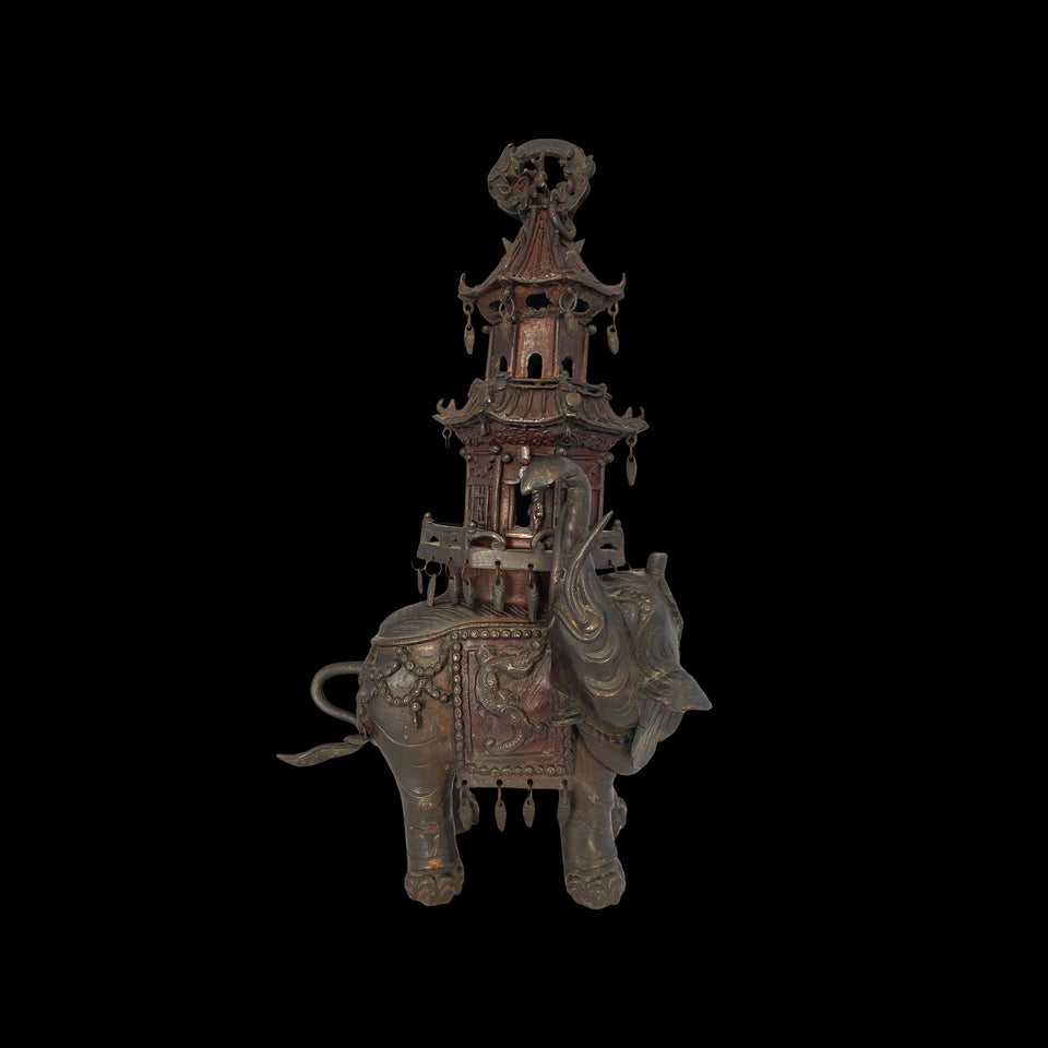 Brûle-Parfum « Éléphant Harnaché » en Bronze (Chine) - XIXe siècle (Dynastie Tsing)