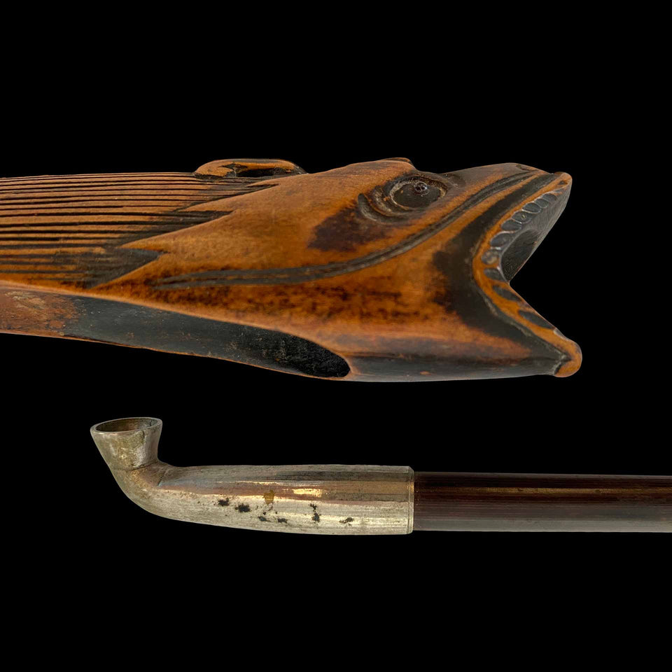 Étui à Pipe « Poisson » en Bois Sculpté (Japon) - Fin du XIXe siècle