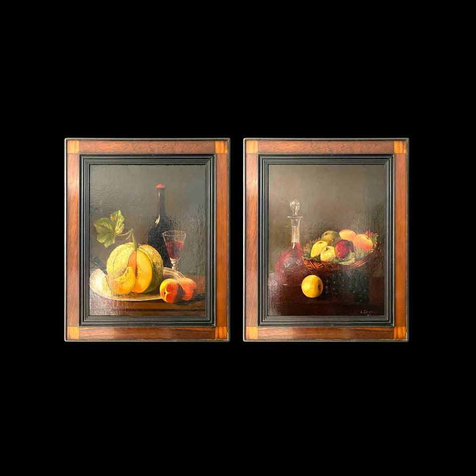 Huiles Sur Toiles de Natures Mortes Signées L.Soulier (France) - XIXe siècle