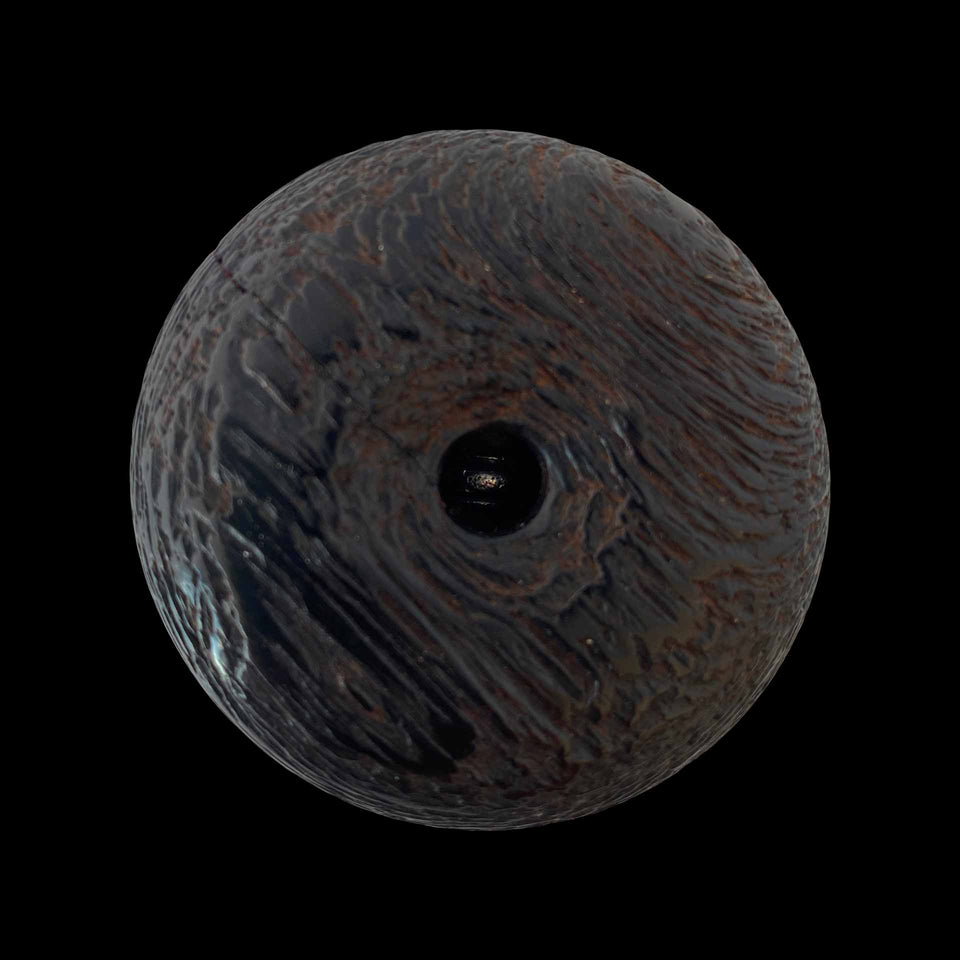 Netsuké Manju « Notable Barbu » en Bois Sculpté Signé (Japon) - Première Moitié du XIXe siècle