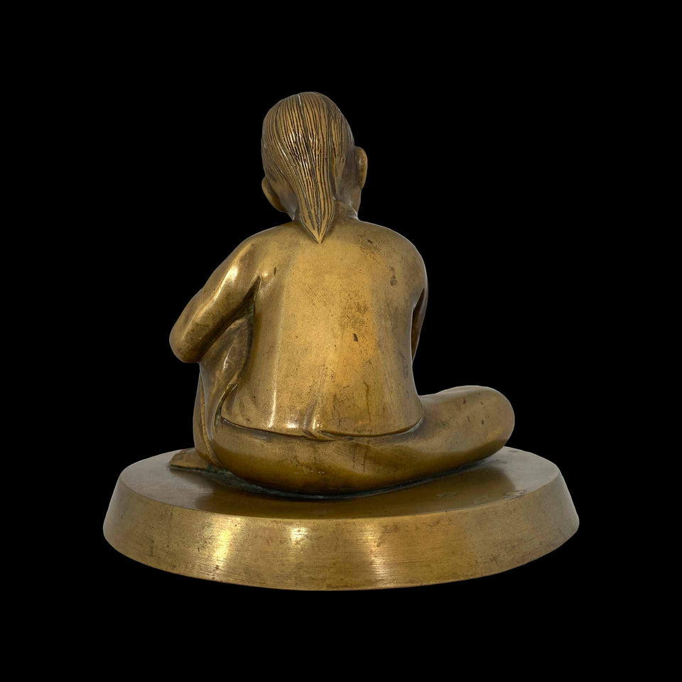 Personnage à Citare en Bronze Jaune (Vietnam) - Années 1930/1940