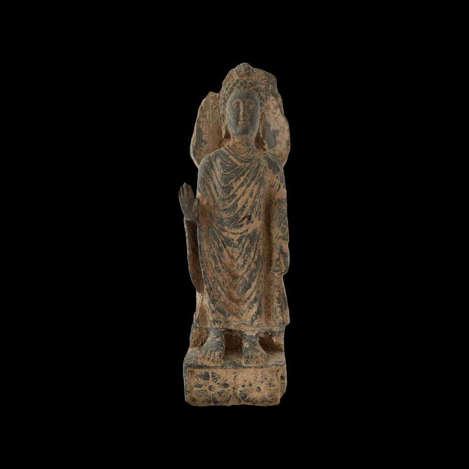 Petit bouddha en pied en Schiste Gris (Gréco-Bouddhique) - Ier/Ve siècle