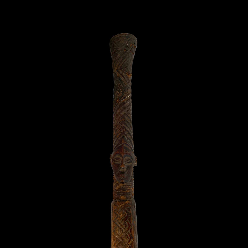 Pipe de Chefferie Kuba en Bois Sculpté (Congo) - XXe siècle