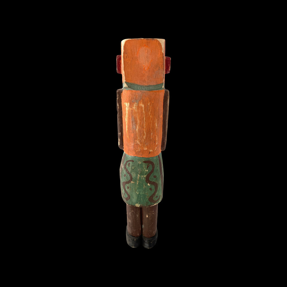 Poupée Kachina Navajo d'Arizona "Tête Carrée" en bois de peuplier sculpté (Etats-Unis) - Années 1950