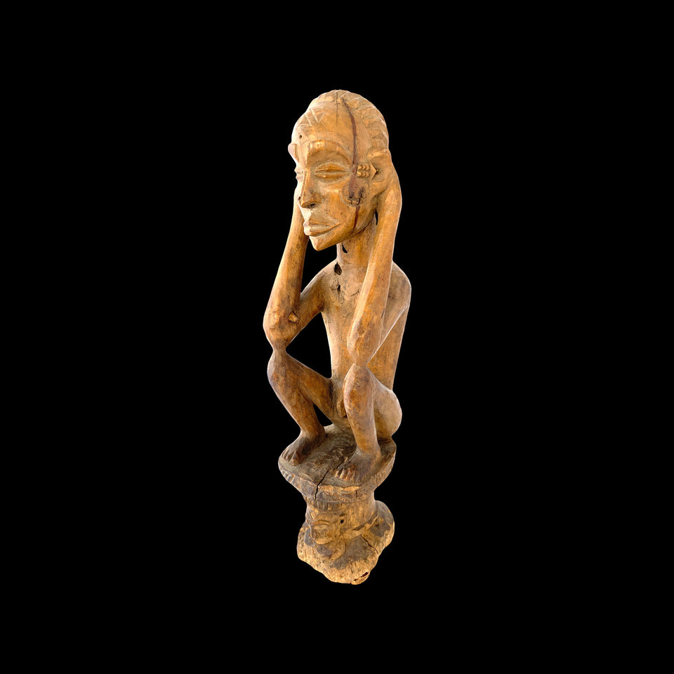 Statuette Songyé en Bois Clair (République Démocratique du Congo) - Années 1930