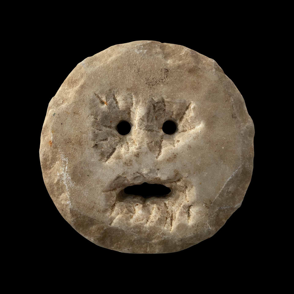 Tête de Silène Romaine Sculptée en Marbre - 2000 ans environ