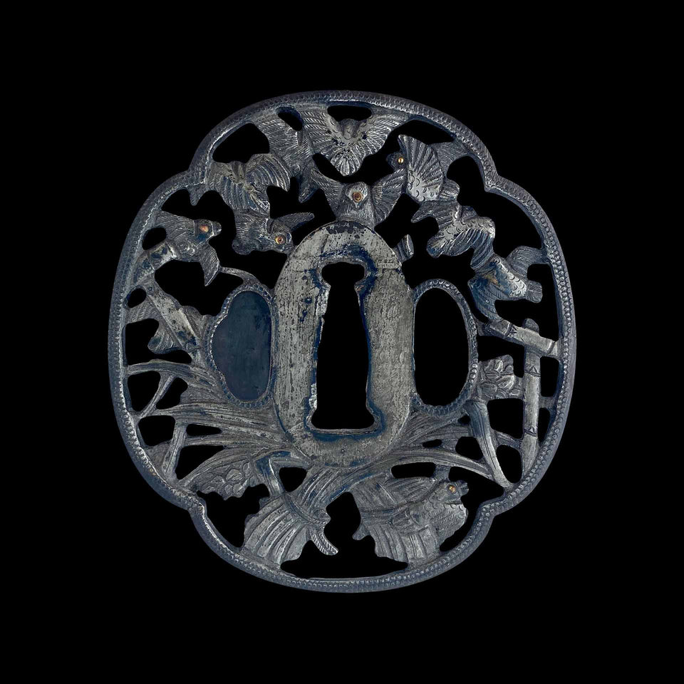 Tsuba en Bronze Argenté (Japon) - Début du XIXe siècle