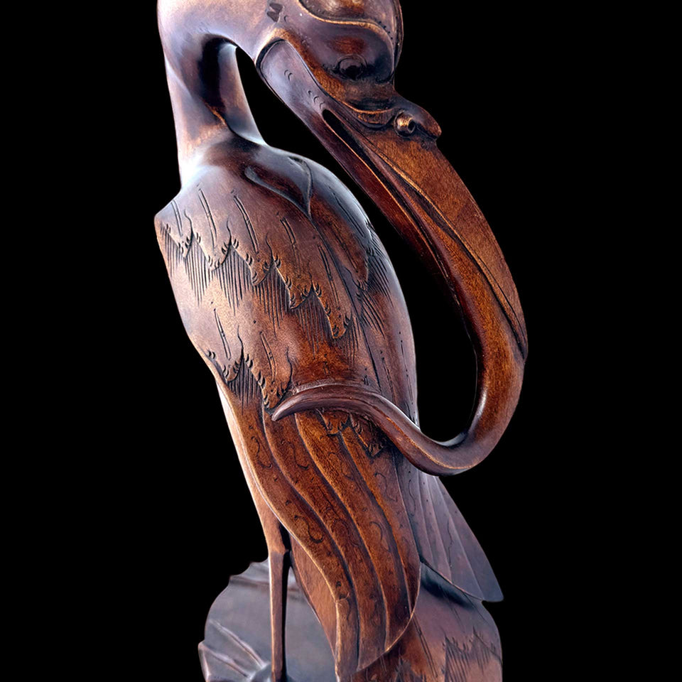 Oiseau en Bois Sculpté (Bornéo) - Années 1930