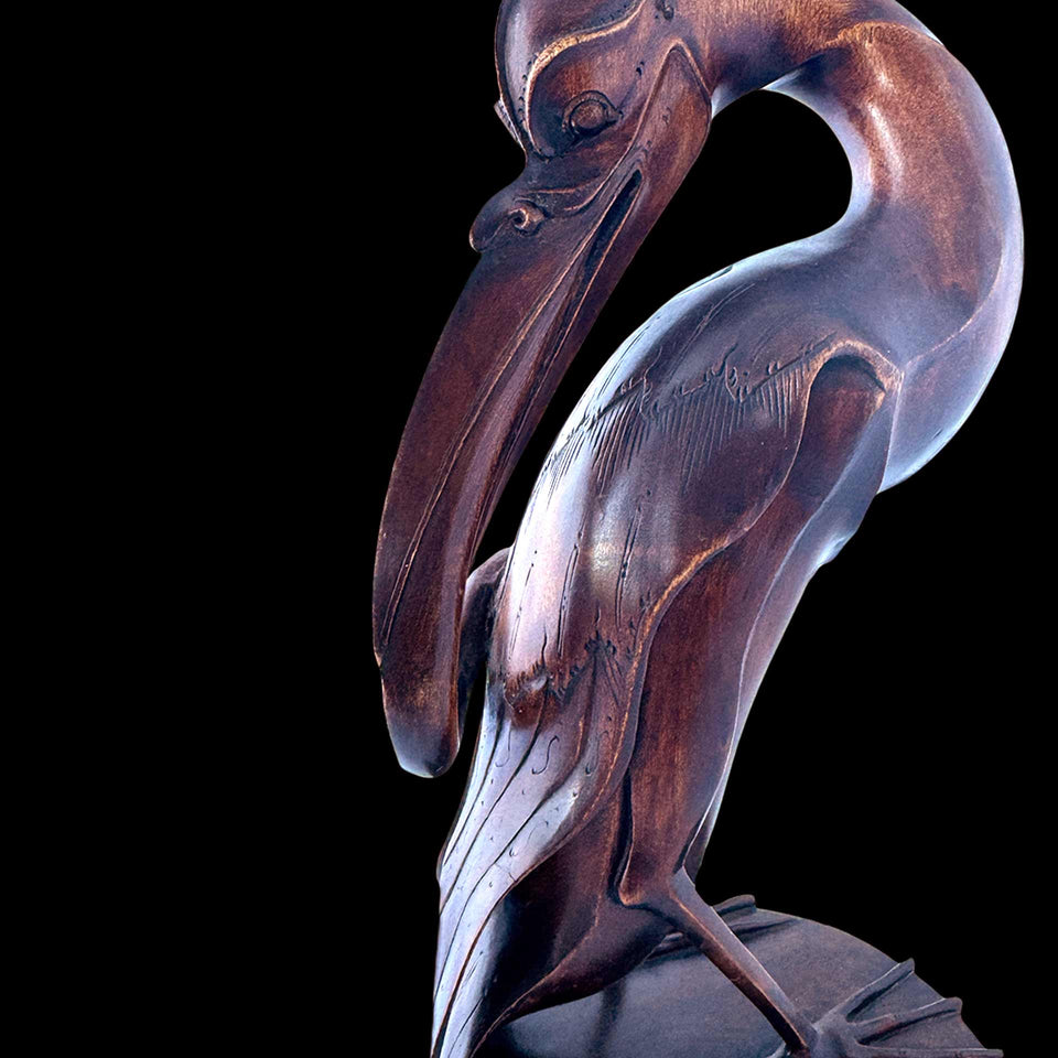Oiseau en Bois Sculpté (Bornéo) - Années 1930