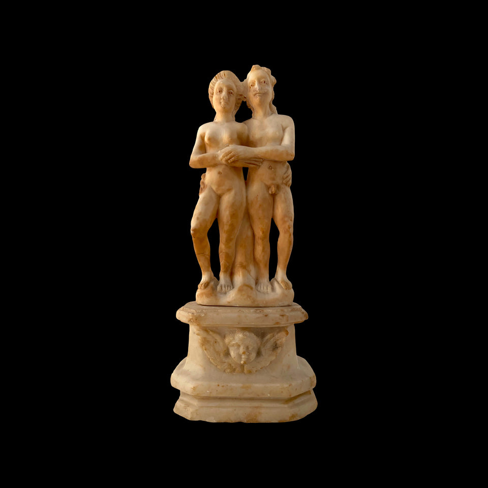 Adam et Eve en Albâtre Scuplté (Flandres) - XVIIe siècle