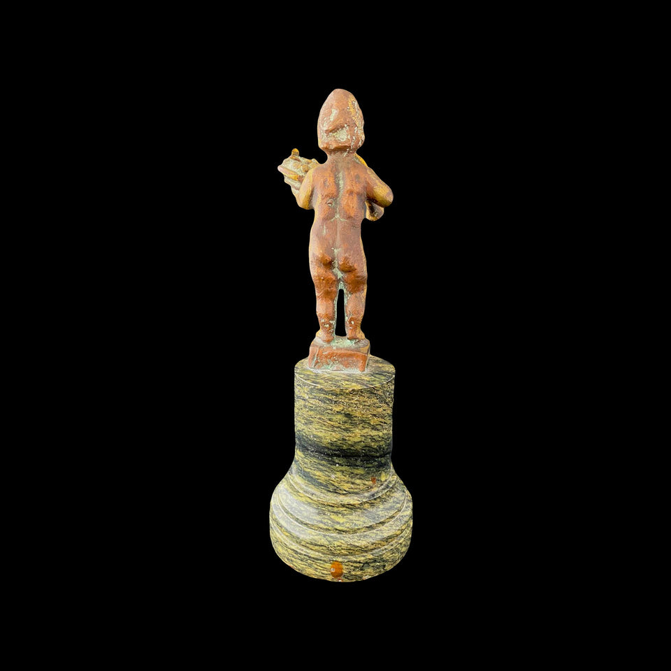 Statuette d'Enfant à la Trompe en Bronze Doré (France) - XVIe Siècle