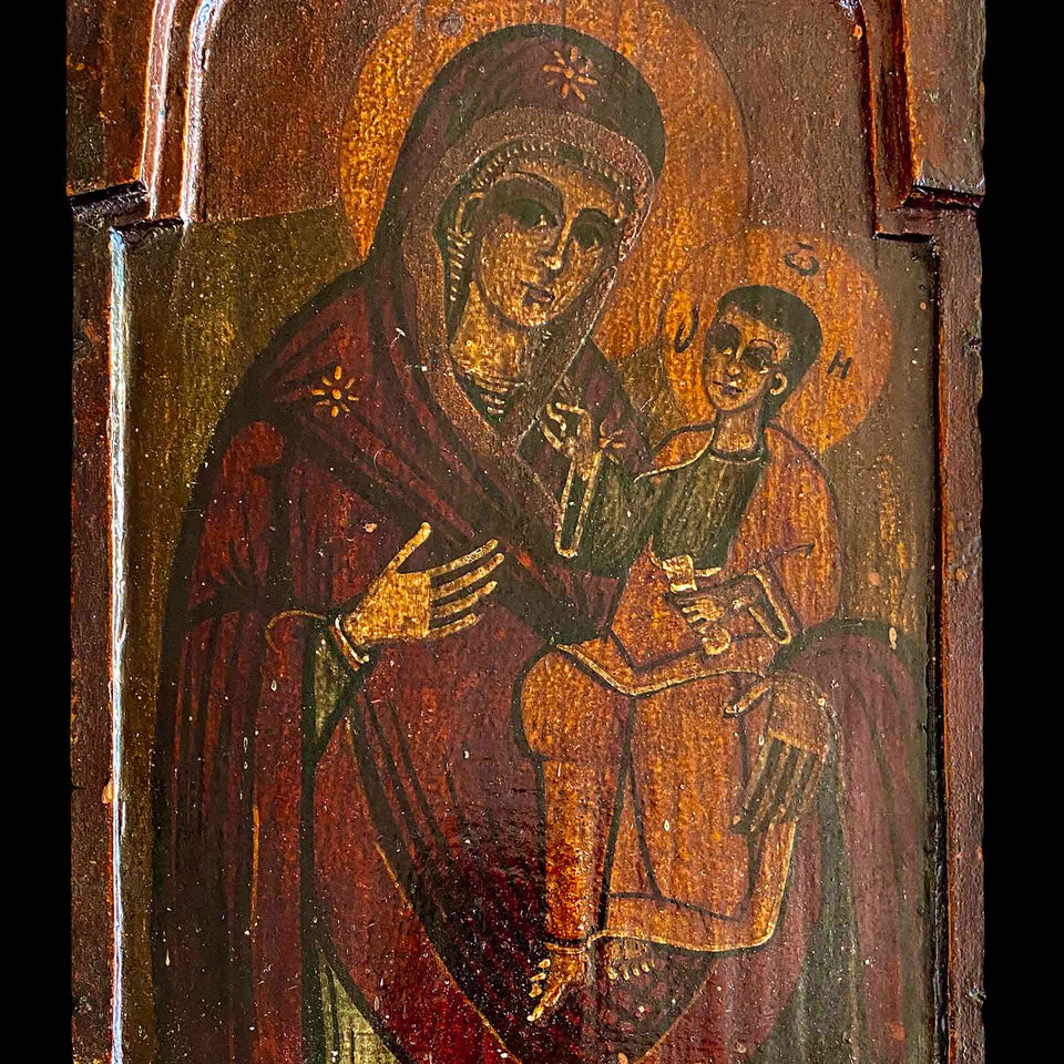 Icône "Vierge à l'Enfant" sur Panneau (Grèce) - XIXe siècle