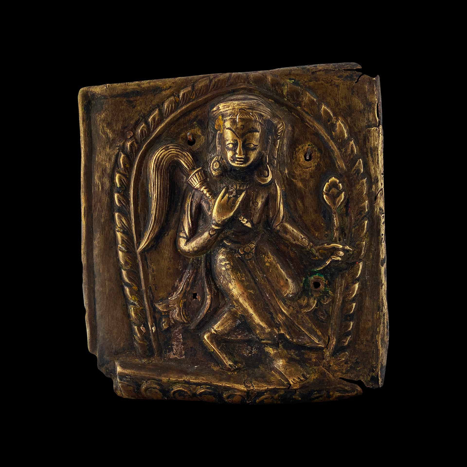 Plaque « Apsara » en Cuivre (Népal) - XIXe siècle