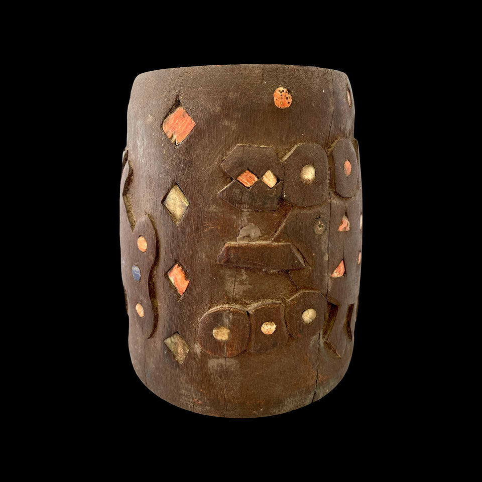 Pot Rituel de Culture Chimu en Bois et Pierreries (Pérou) - Xe/XVe siècle