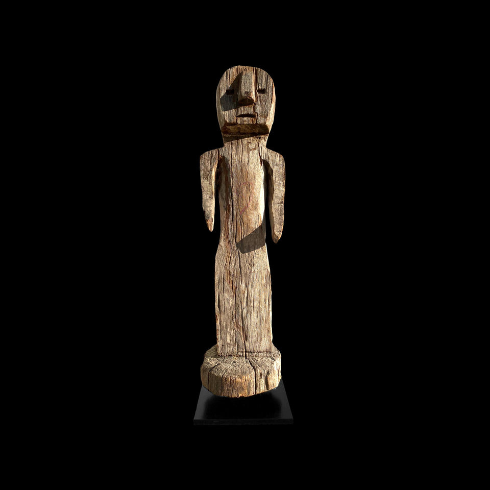 Statue Funéraire Jaraï de Petite Femme en Bois Sculpté (Vietnam) - Milieu du XXe siècle