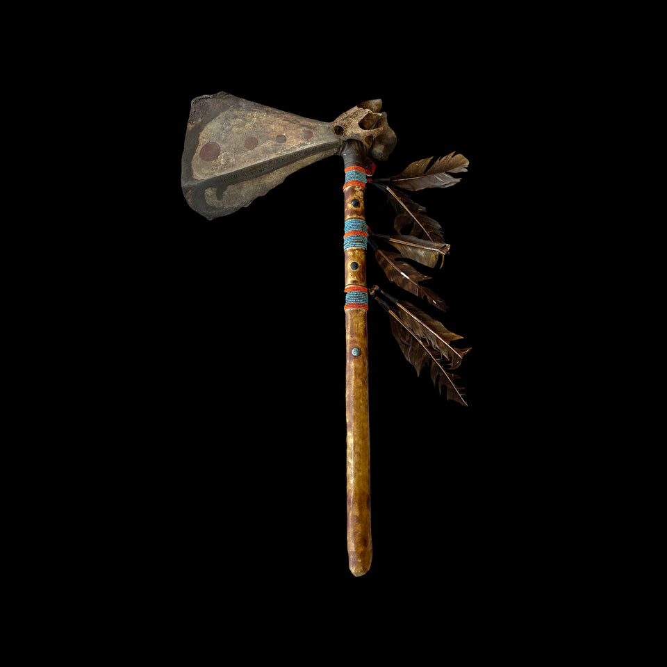 Tomahawk Amérindien en Os et Cuir (U.S.A) - Début du XXe siècle