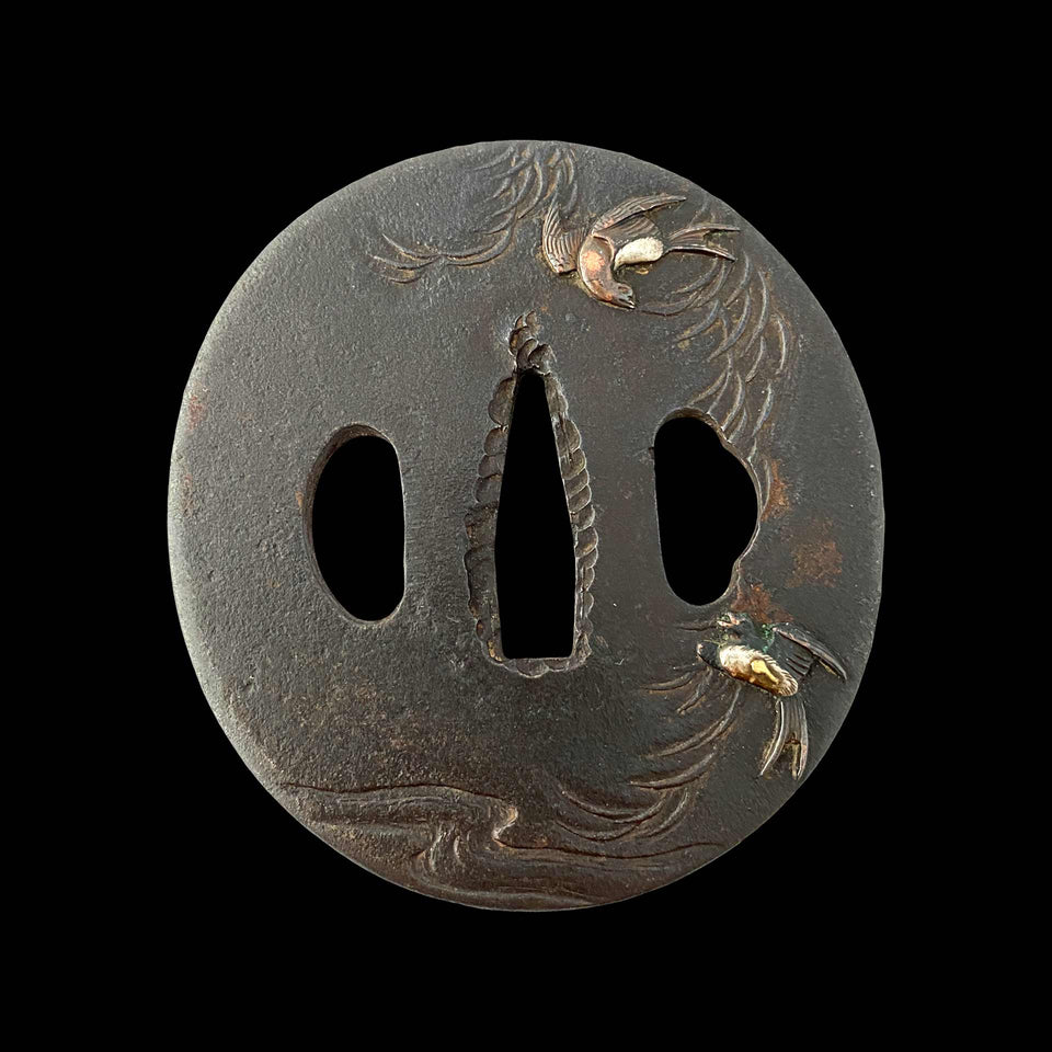 Tsuba Vol d'Oiseaux en Fonte de Fer (Japon)- Début du XIXe siècle
