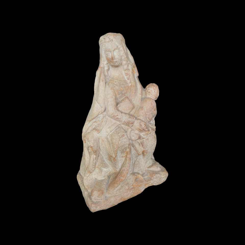 Vierge à l'Enfant en Pierre Sculptée (France) - XVe Siècle