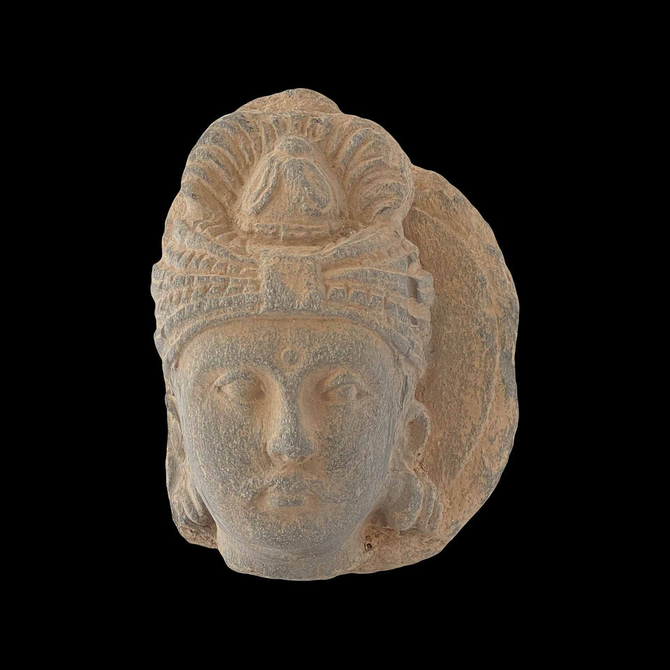 Visage de Boddhisattva Gandhara en Schiste Gris (Gréco-Bouddhique) - Ier à Ve siècle