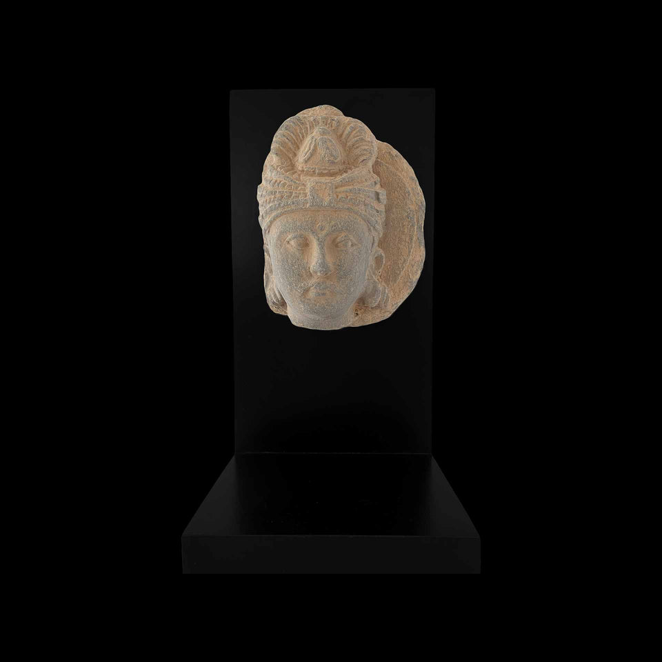 Visage de Boddhisattva Gandhara en Schiste Gris (Gréco-Bouddhique) - Ier à Ve siècle